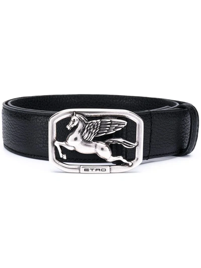 Shop Etro Pegaso Belt In Black