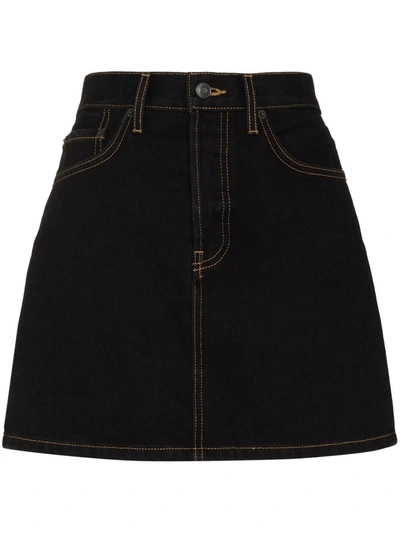 Shop Wardrobe.nyc High-waisted Denim Mini Skirt In Blau