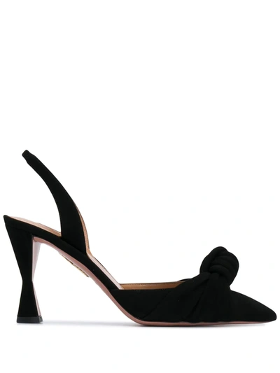 Shop Aquazzura Pointed Toe Suede Pumps In Black