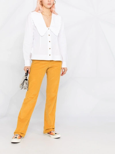 Ganni White Sailor Collar Shirt In White