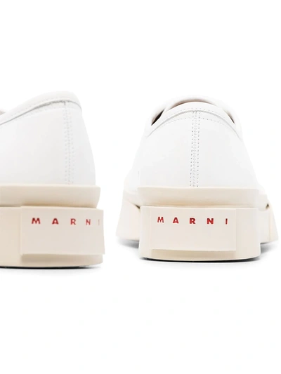 Shop Marni Pablo Leather Lace-up Sneakers In White