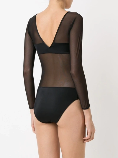 Shop Brigitte V-neck Tulle Panel Michelle Swimsuit In Black