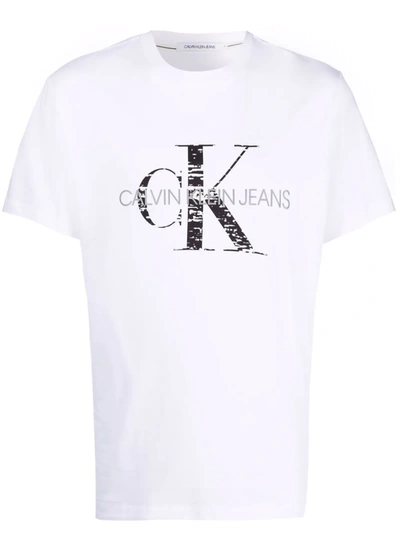 Shop Calvin Klein Jeans Est.1978 Logo-print Organic Cotton T-shirt In White