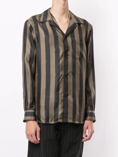 Shop Fendi Striped Shirt In Brown