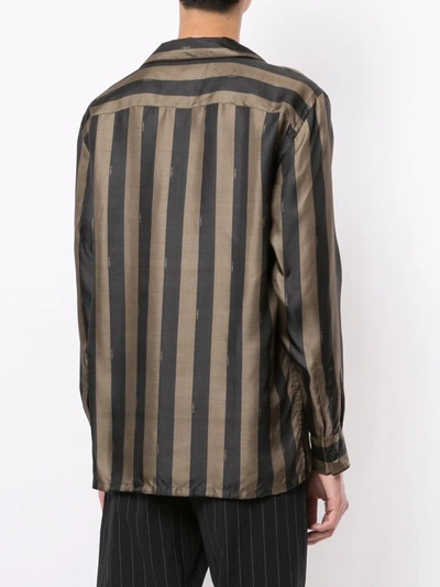 Shop Fendi Striped Shirt In Brown