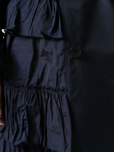 Valentino Double-breasted Pleated Trench Coat In Blue