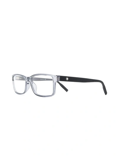 Montblanc Transparent Rectangular Mens Eyeglasses Mb0012o-01356 In Black