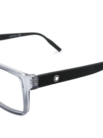 Montblanc Transparent Rectangular Mens Eyeglasses Mb0012o-01356 In Black