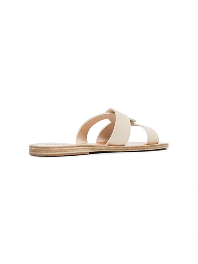 Ancient Greek Sandals White Desmos Double Strap Leather Sandals In White