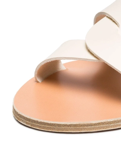 white Desmos double strap leather sandals