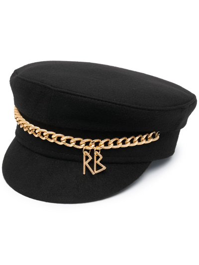 Shop Ruslan Baginskiy Chain-detail Baker Boy Hat In Black