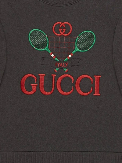 Shop Gucci Logo Embroidered Sweatshirt In Grey