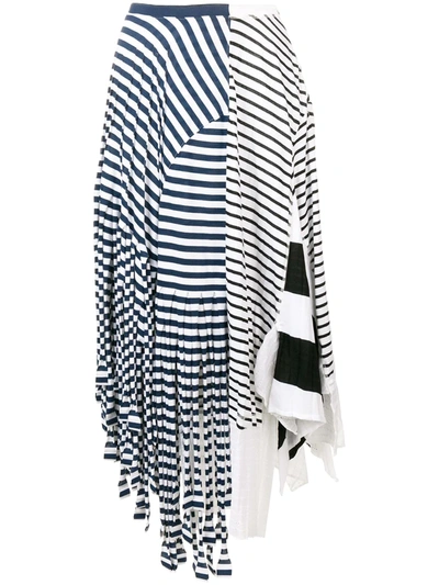 Shop Loewe Asymmetric Stripe Skirt In Blue