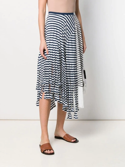 Shop Loewe Asymmetric Stripe Skirt In Blue