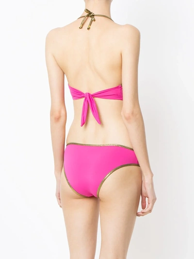 Shop Amir Slama Gold-tone Trimming Bikini Set In Pink