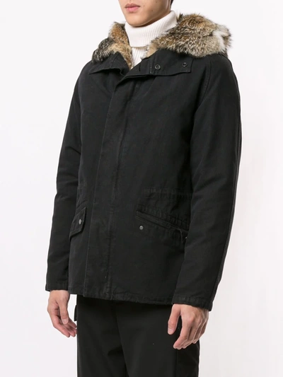 Shop Yves Salomon Hooded Parka Coat In Black