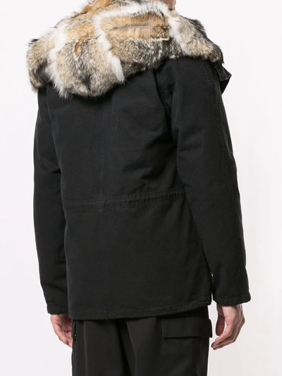 Shop Yves Salomon Hooded Parka Coat In Black