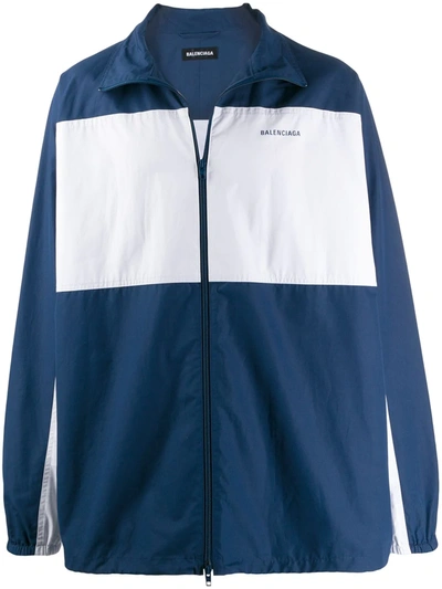 Shop Balenciaga Zip-up Jacket In Blue