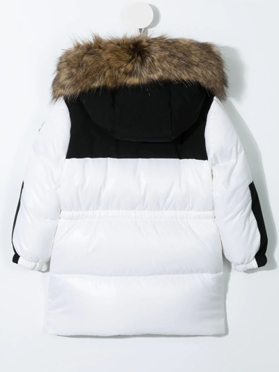 Shop Moncler Colour-block Padded Coat In White