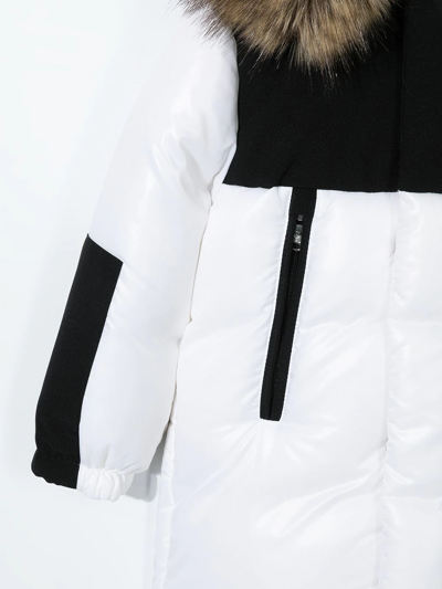 Shop Moncler Colour-block Padded Coat In White