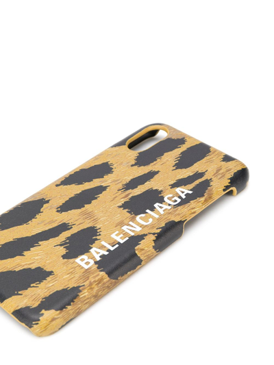 Shop Balenciaga Cash Leopard-print Iphone Xs Case In Brown