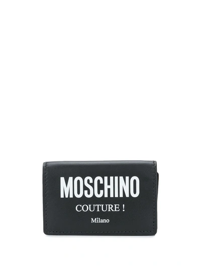 Shop Moschino Logo Print Wallet In Black