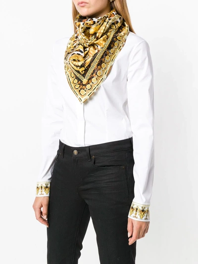 Shop Versace Printed Neck Scarf In Yellow