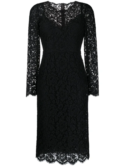 Shop Dolce & Gabbana Cordonetto-lace Midi Dress In Black