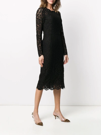 Dolce & Gabbana Midi Dress In Floral Chantilly Lace In Black