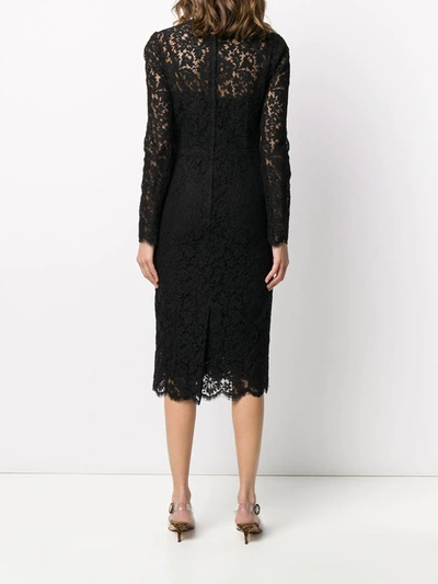 Dolce & Gabbana Midi Dress In Floral Chantilly Lace In Black