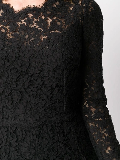 Dolce & Gabbana Midi Dress In Floral Chantilly Lace In Black