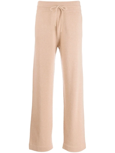 Shop Agnona Knitted Track Pants In Neutrals