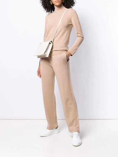 Shop Agnona Knitted Track Pants In Neutrals