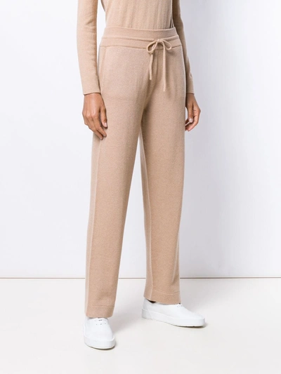 Shop Agnona Knitted Track Pants In Neutrals