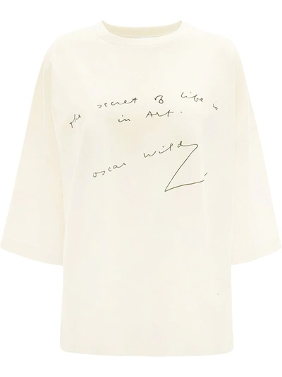 Jw Anderson Off-white Oversized Oscar Wilde T-shirt In White