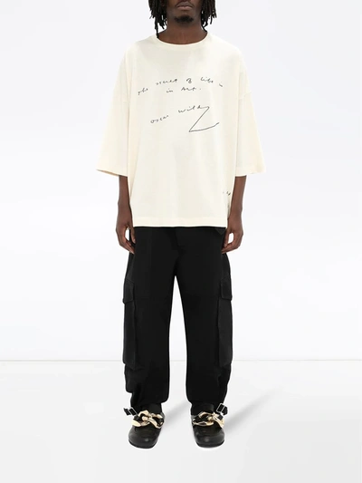 Shop Jw Anderson Oscar Wilde Quote Print T-shirt In White