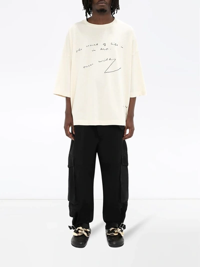 Jw Anderson Off-white Oversized Oscar Wilde T-shirt In White