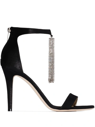 Shop Jimmy Choo Viola 100mm Crystal-embellished Sandals In Black