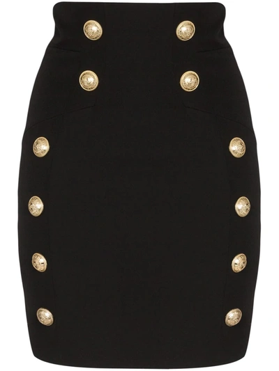Shop Balmain Button-detail Mini Skirt In Black