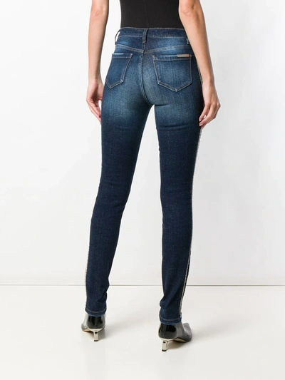 Shop Philipp Plein Crystal Trim Skinny Jeans In Blue
