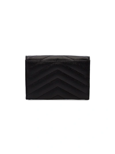 Saint Laurent Grey Small Monogramme Envelope Wallet In Black