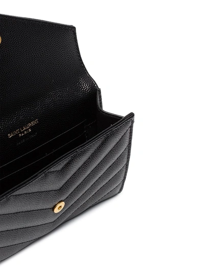Saint Laurent Grey Small Monogramme Envelope Wallet In Black