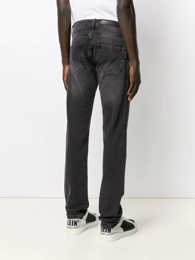 Shop Philipp Plein Distressed Straight-leg Jeans In Black