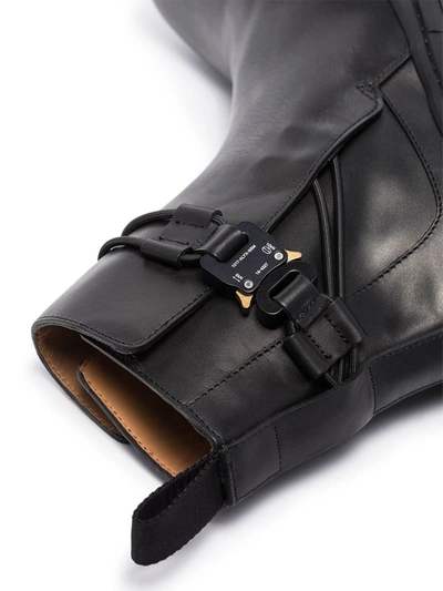 Shop Alyx Buckle Leather Ankle Boots In Black