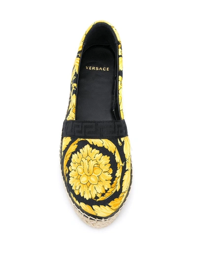 Shop Versace Baroque Print Espadrilles In Black