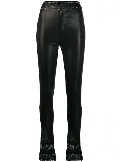 Shop Philipp Plein Leather Flare Trousers In Black