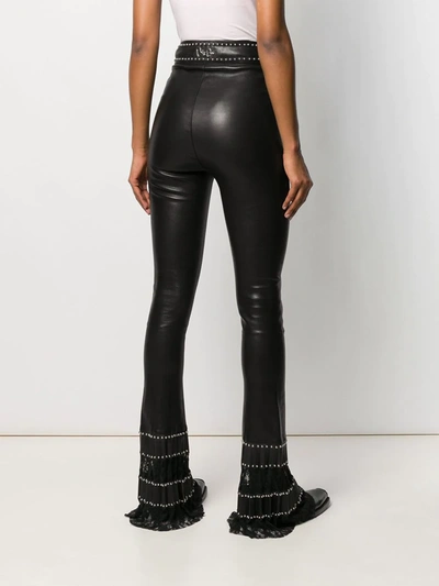 Shop Philipp Plein Leather Flare Trousers In Black