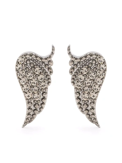 Shop Zadig & Voltaire Rock Wing Earrings In Grau