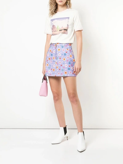 Lhd Floral Print Claude Skirt Purple In Purple