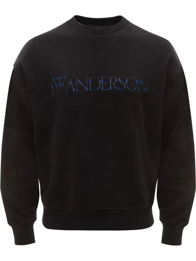 Shop Jw Anderson Embroidered Logo Sweatshirt In Black